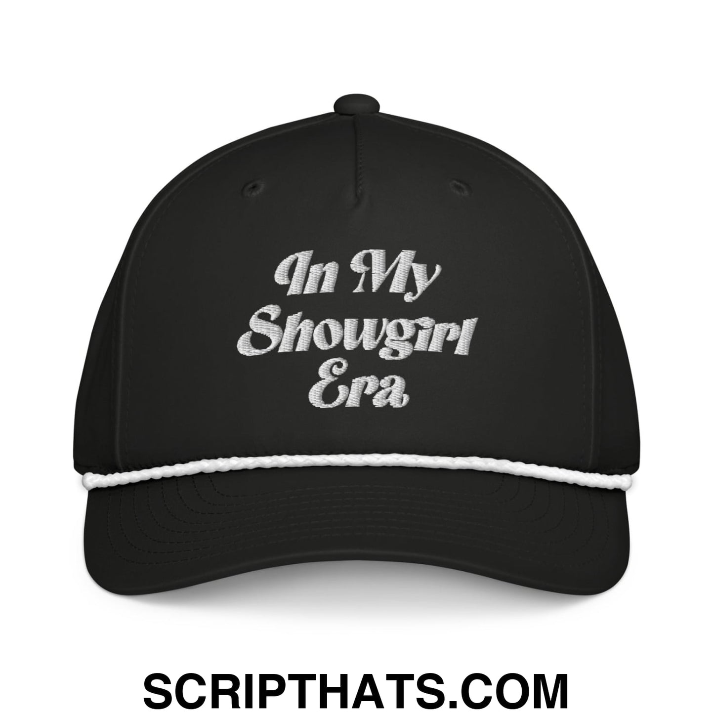 In My Showgirl Era Embroidered Rope Hat Black White