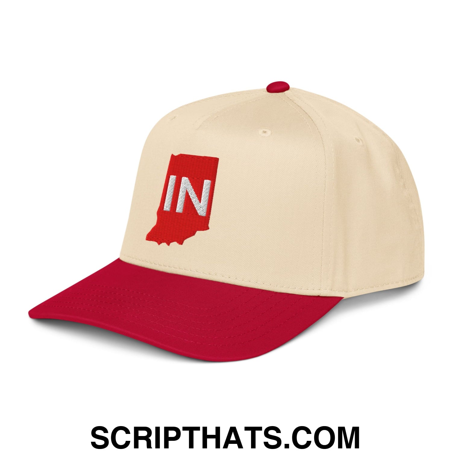 Indiana State IN Embroidered Baseball Snapback Hat Red Natural