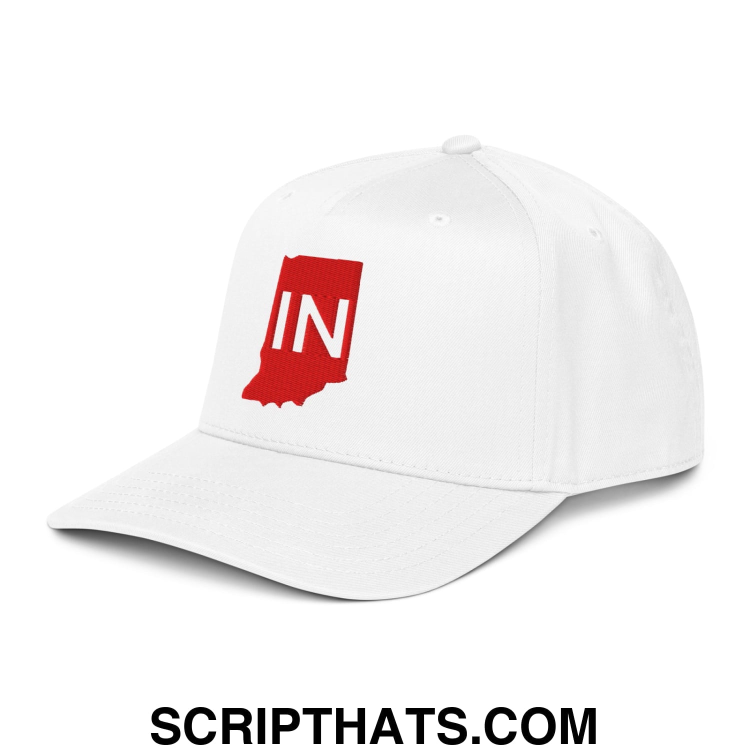 Indiana State IN Embroidered Baseball Snapback Hat White