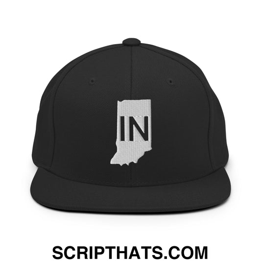 Indiana State IN Embroidered Flat Bill Brim Snapback Hat Black
