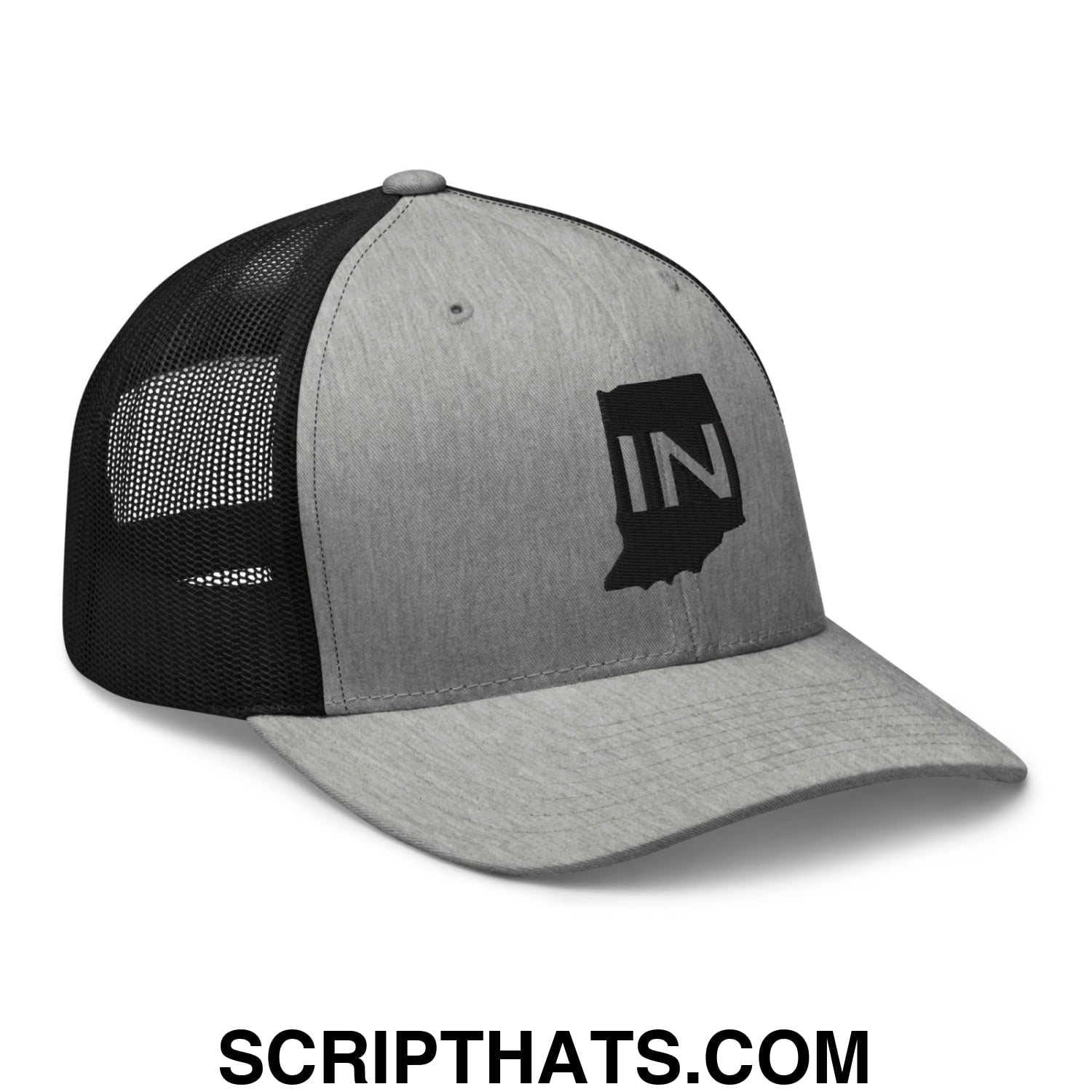 Indiana State IN Embroidered Mesh Trucker Hat Heather Black