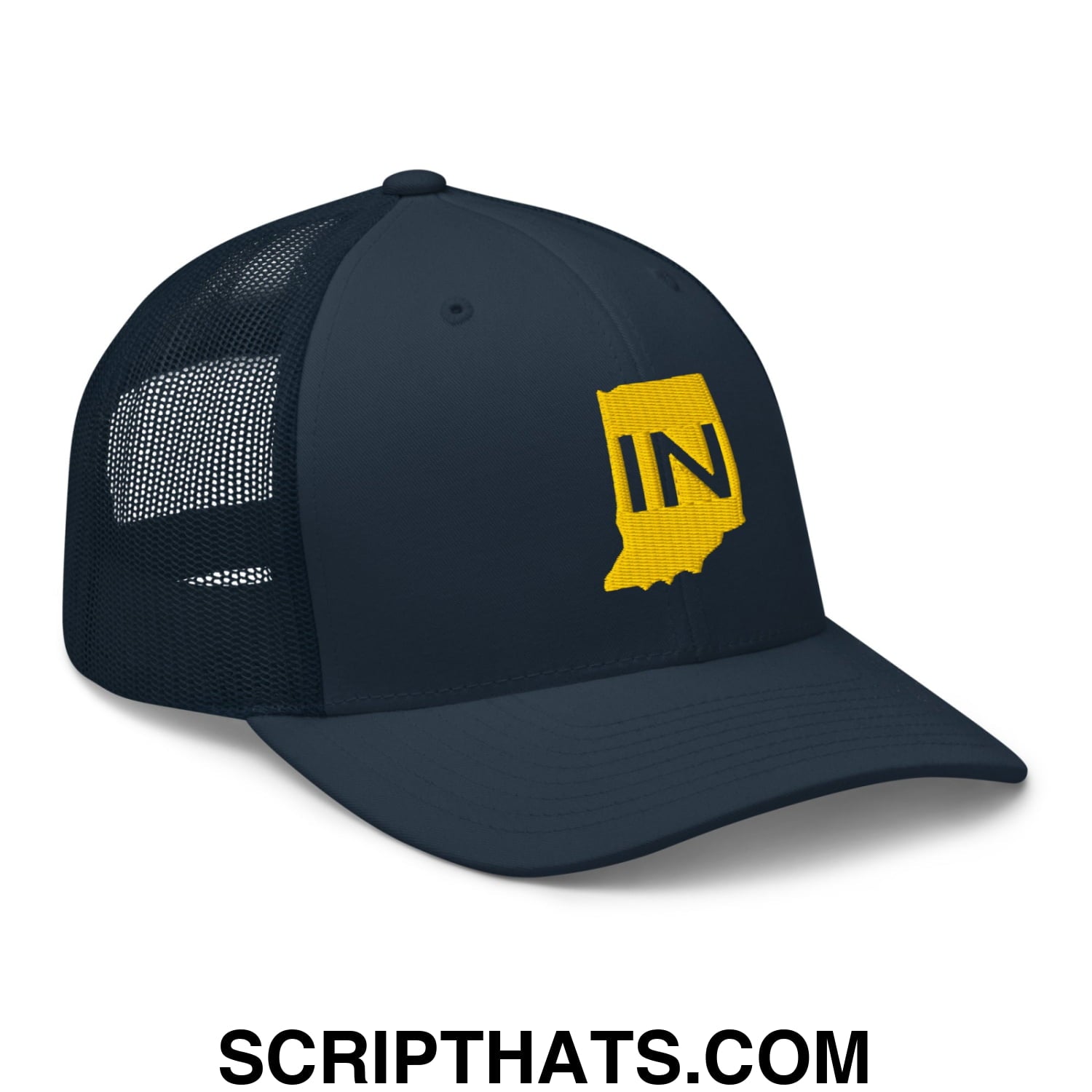 Indiana State IN Embroidered Mesh Trucker Hat Navy