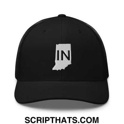 Indiana State IN Embroidered Mesh Trucker Hat Black
