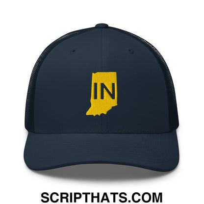 Indiana State IN Embroidered Mesh Trucker Hat Navy