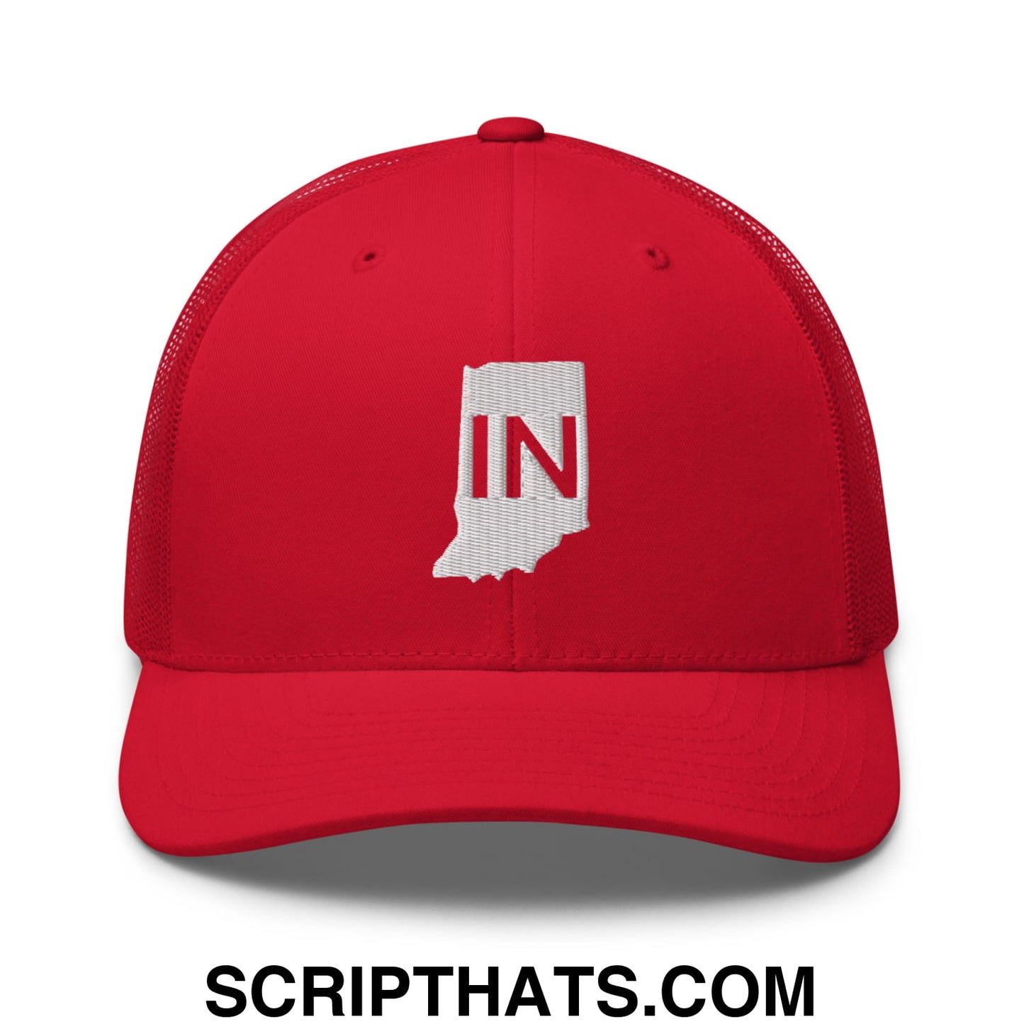Indiana State IN Embroidered Mesh Trucker Hat Red