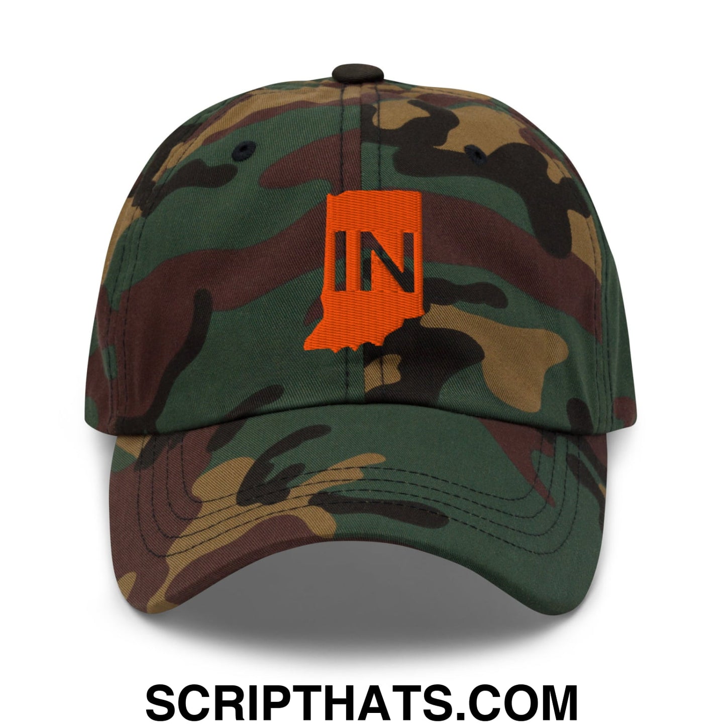 Indiana State IN Embroidered Unstructured Dad Hat Green Camo