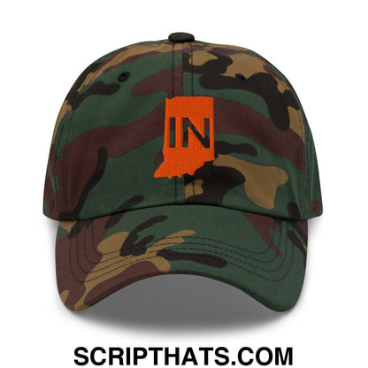 Indiana State IN Embroidered Unstructured Dad Hat Green Camo