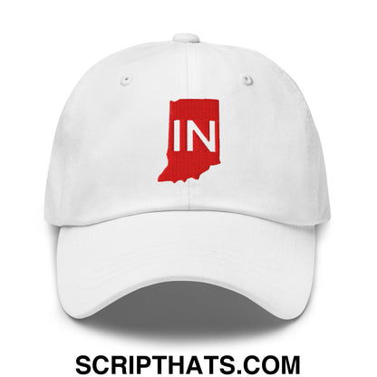 Indiana State IN Embroidered Unstructured Dad Hat White