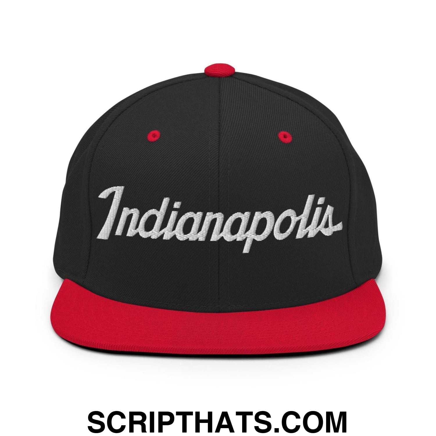 Indianapolis Script Snapback Hat Black Red