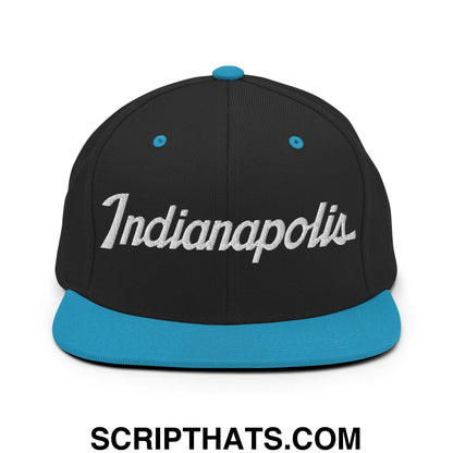 Indianapolis Script Snapback Hat Black Teal