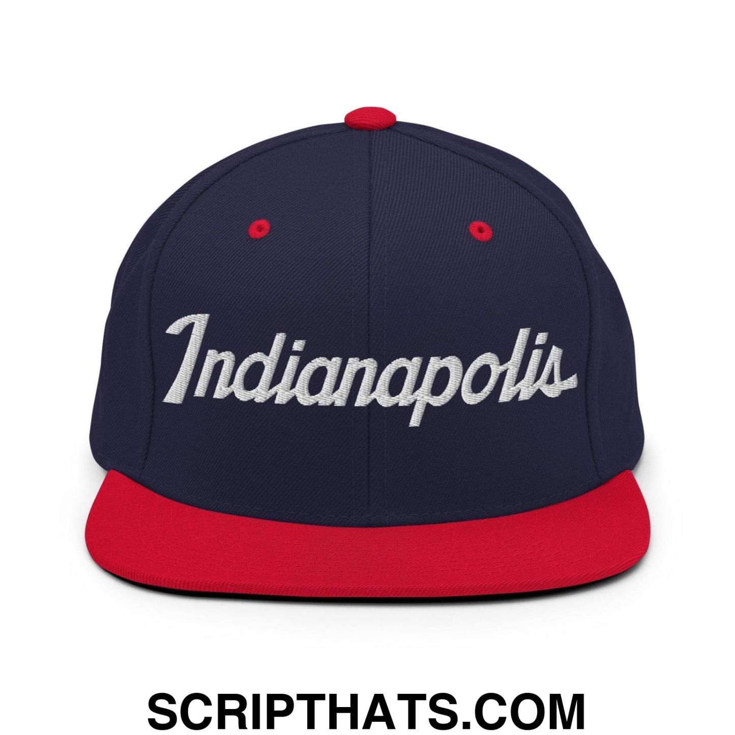 Indianapolis Script Snapback Hat Navy Red