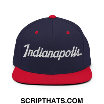 Indianapolis Script Snapback Hat Navy Red