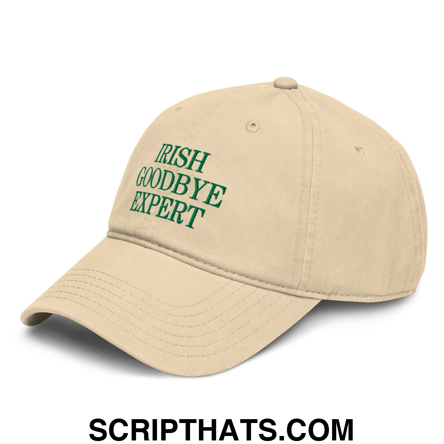 Irish Goodbye Expert Embroidered Baseball Dad Hat Khaki