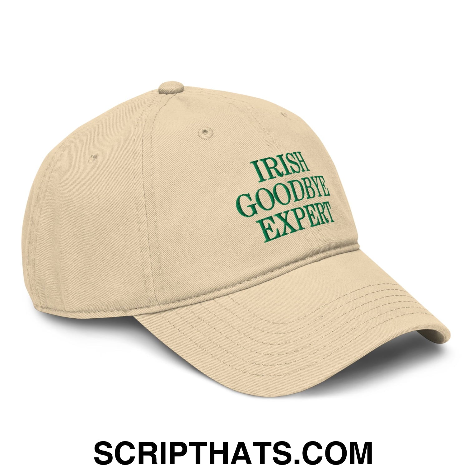 Irish Goodbye Expert Embroidered Baseball Dad Hat Khaki