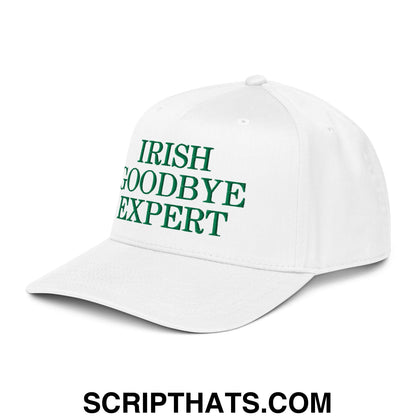 Irish Goodbye Expert Embroidered Baseball Snapback Hat White
