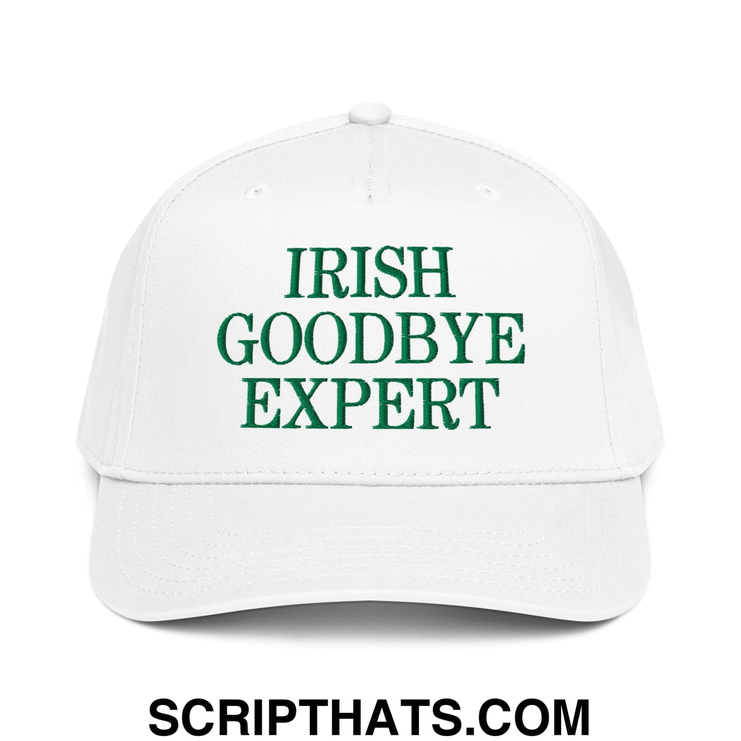 Irish Goodbye Expert Embroidered Baseball Snapback Hat White