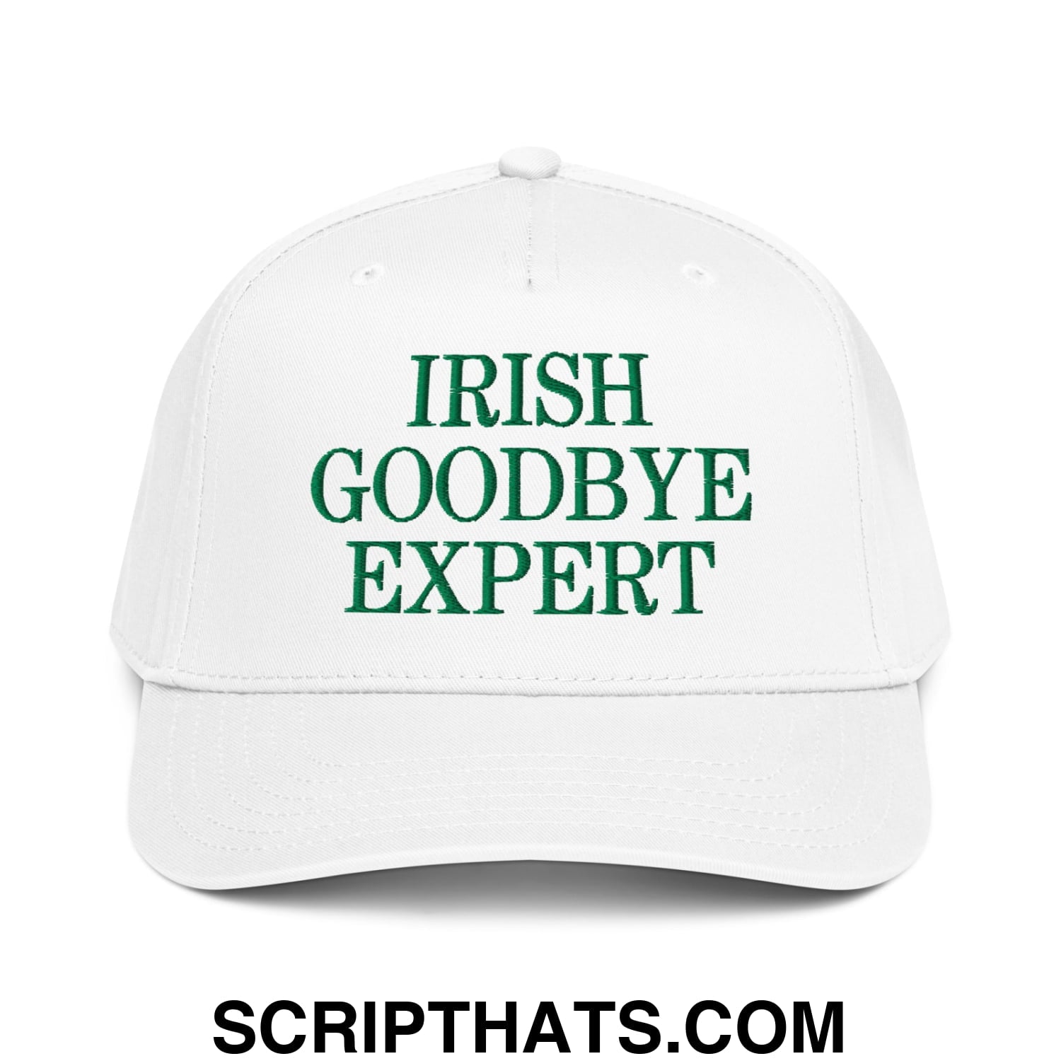 Irish Goodbye Expert Embroidered Baseball Snapback Hat White