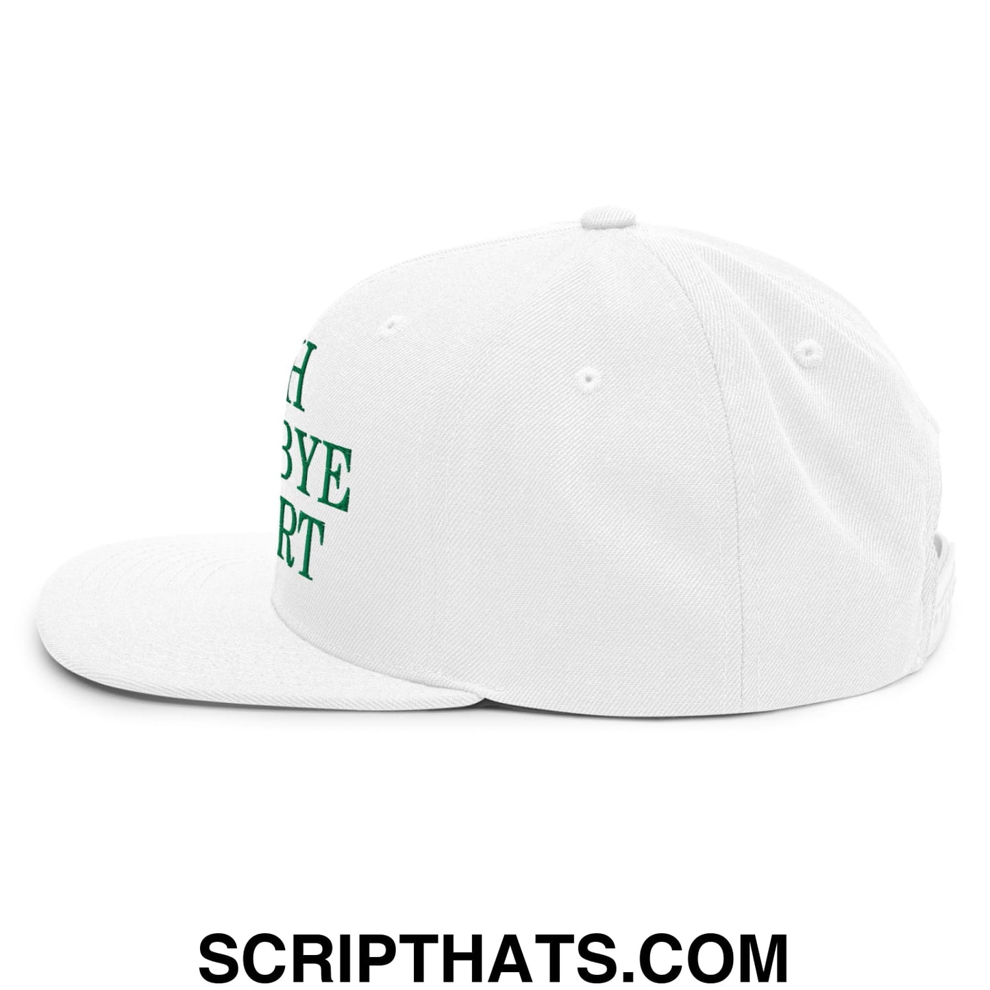 Irish Goodbye Expert Embroidered Flat Bill Brim Snapback Hat White