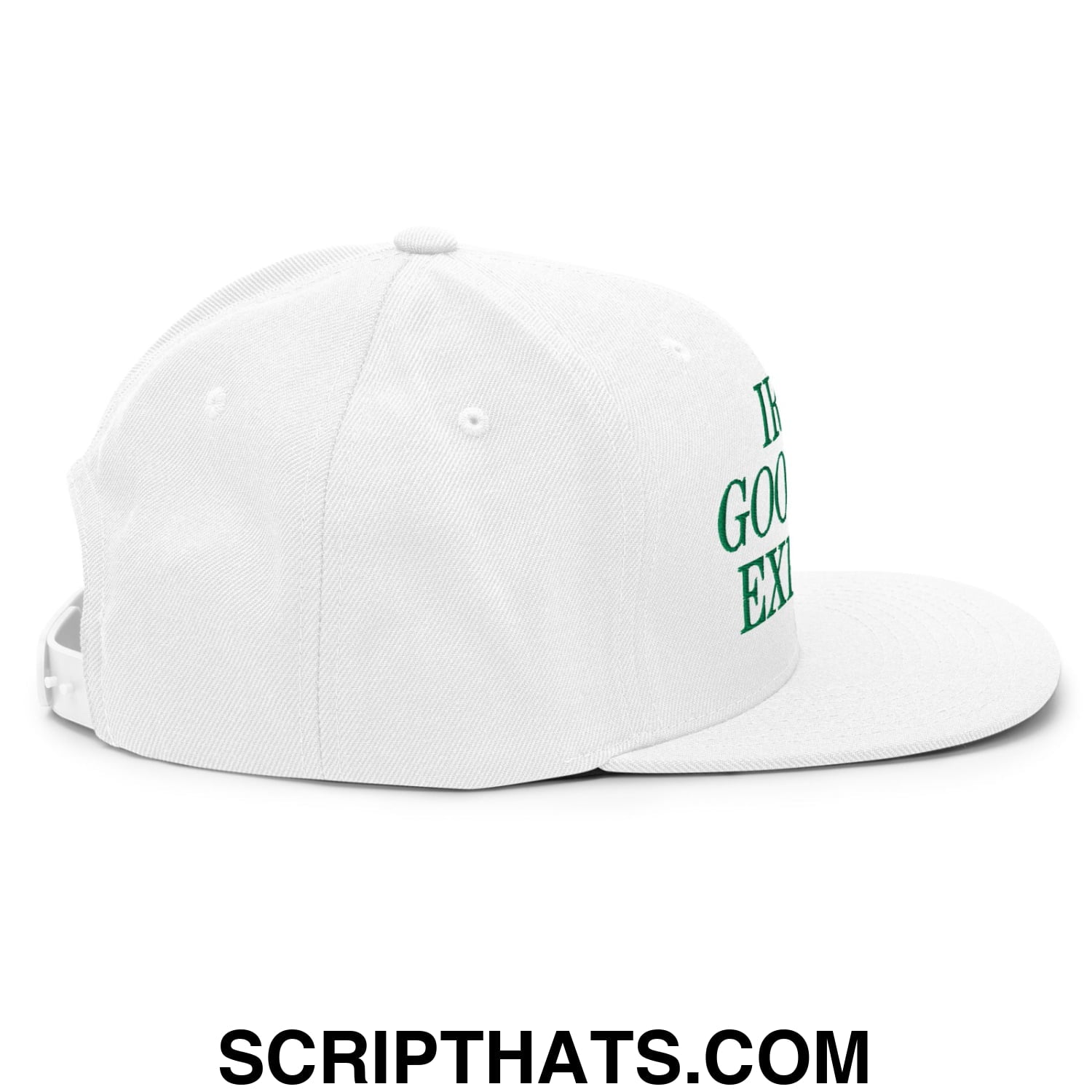 Irish Goodbye Expert Embroidered Flat Bill Brim Snapback Hat White
