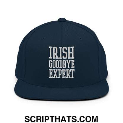 Irish Goodbye Expert Embroidered Flat Bill Brim Snapback Hat Dark Navy