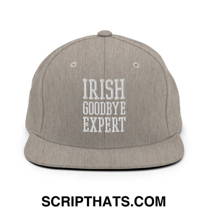 Irish Goodbye Expert Embroidered Flat Bill Brim Snapback Hat Heather Grey
