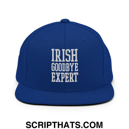 Irish Goodbye Expert Embroidered Flat Bill Brim Snapback Hat Royal Blue