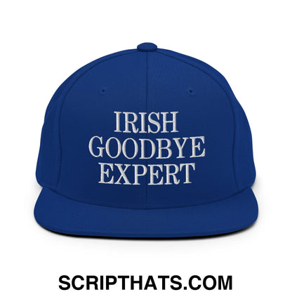 Irish Goodbye Expert Embroidered Flat Bill Brim Snapback Hat Royal Blue