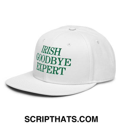 Irish Goodbye Expert Embroidered Flat Brim Bill Snapback Hat White