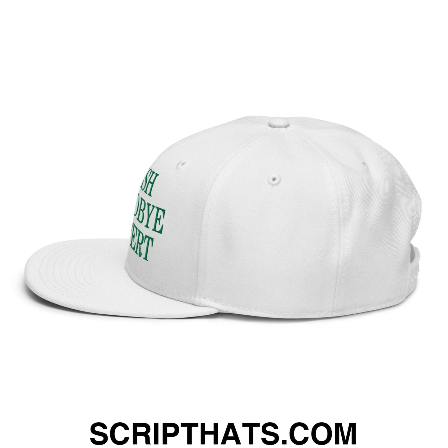 Irish Goodbye Expert Embroidered Flat Brim Bill Snapback Hat White