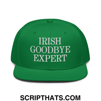 Irish Goodbye Expert Embroidered Flat Brim Bill Snapback Hat Kelly Green