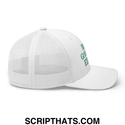 Irish Goodbye Expert Embroidered Mesh Trucker Hat White