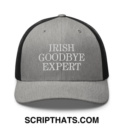Irish Goodbye Expert Embroidered Mesh Trucker Hat Heather Black