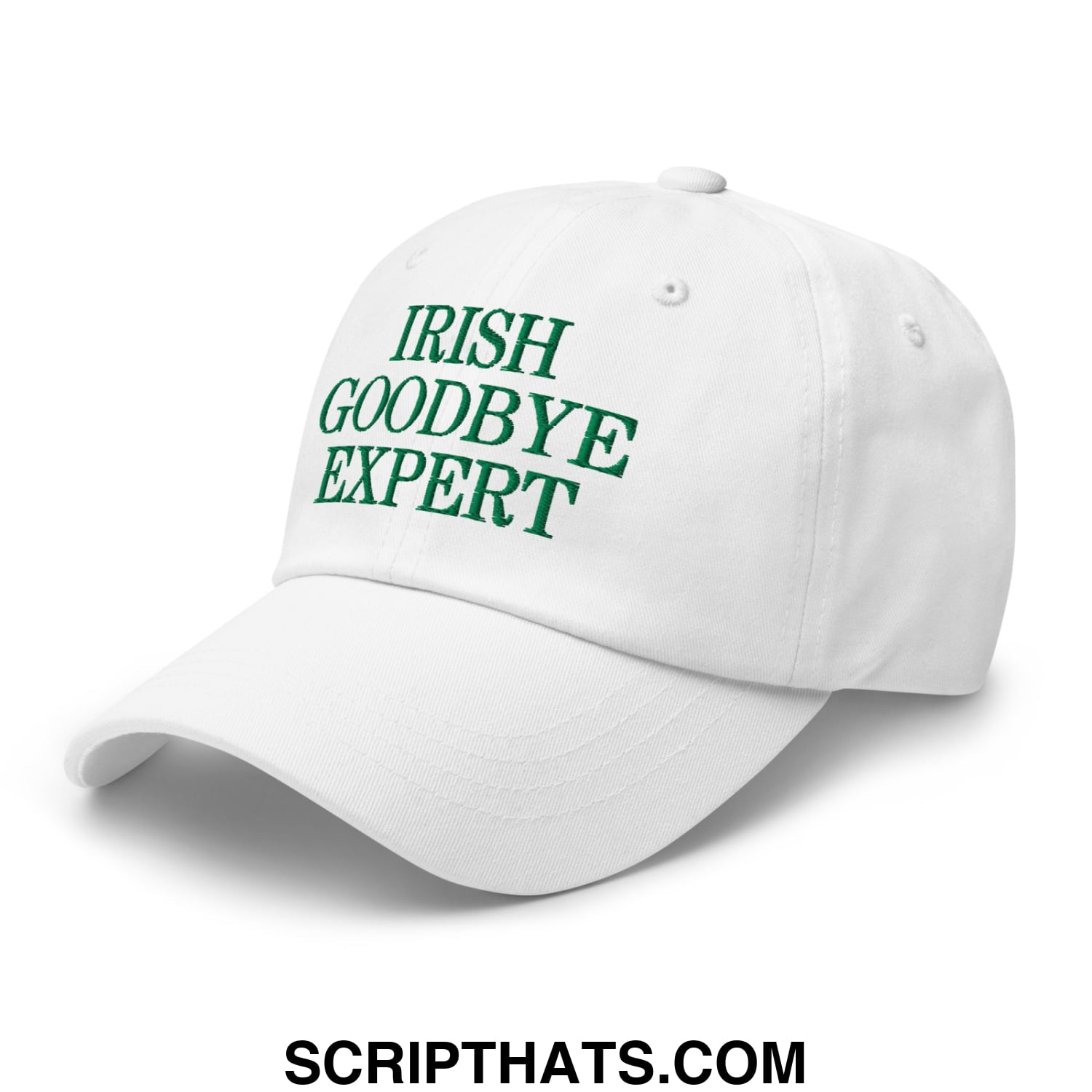 Irish Goodbye Expert Embroidered Unstructured Dad Hat White