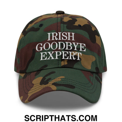 Irish Goodbye Expert Embroidered Unstructured Dad Hat Green Camo