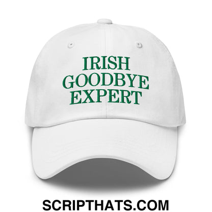 Irish Goodbye Expert Embroidered Unstructured Dad Hat White