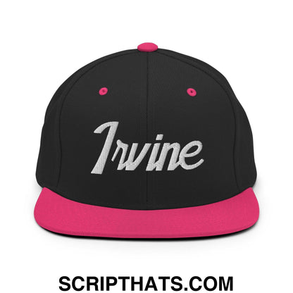 Irvine Script Snapback Hat Black Neon Pink