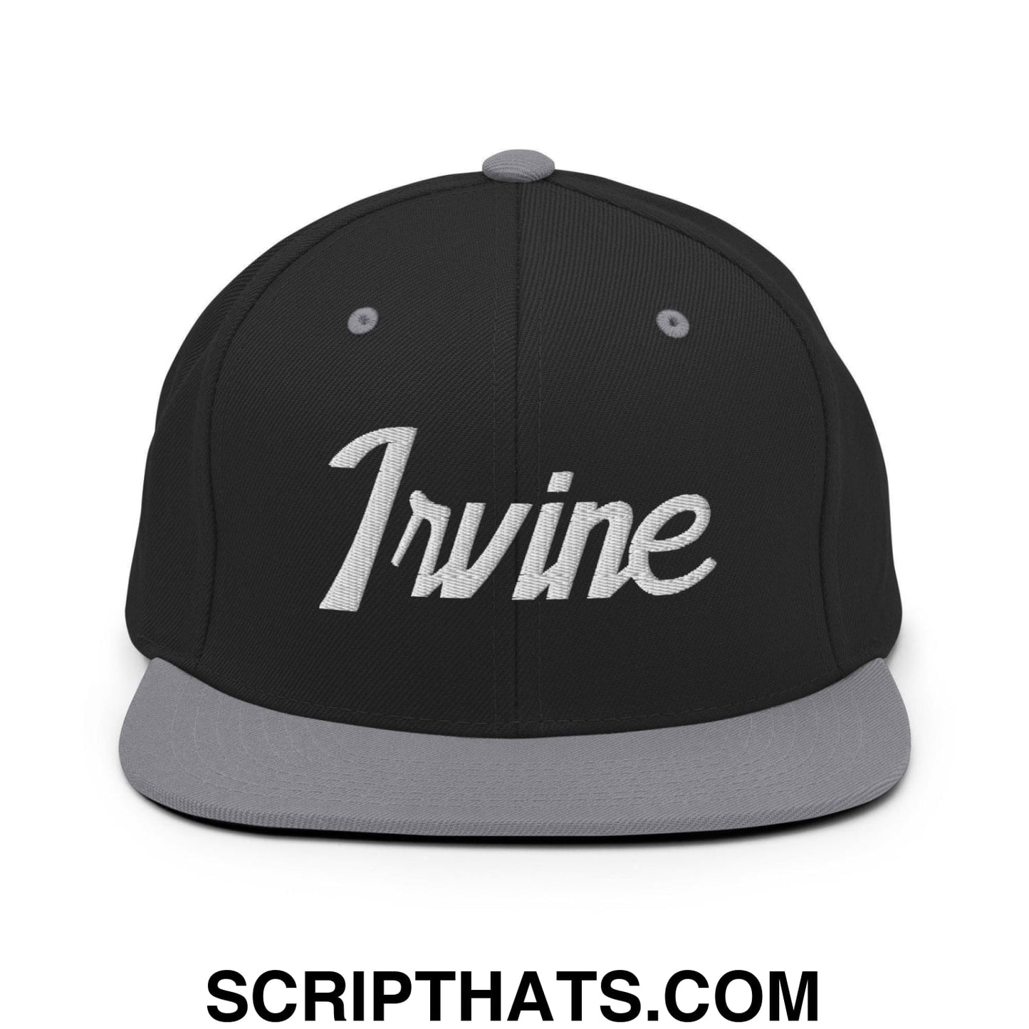 Irvine Script Snapback Hat Black Silver