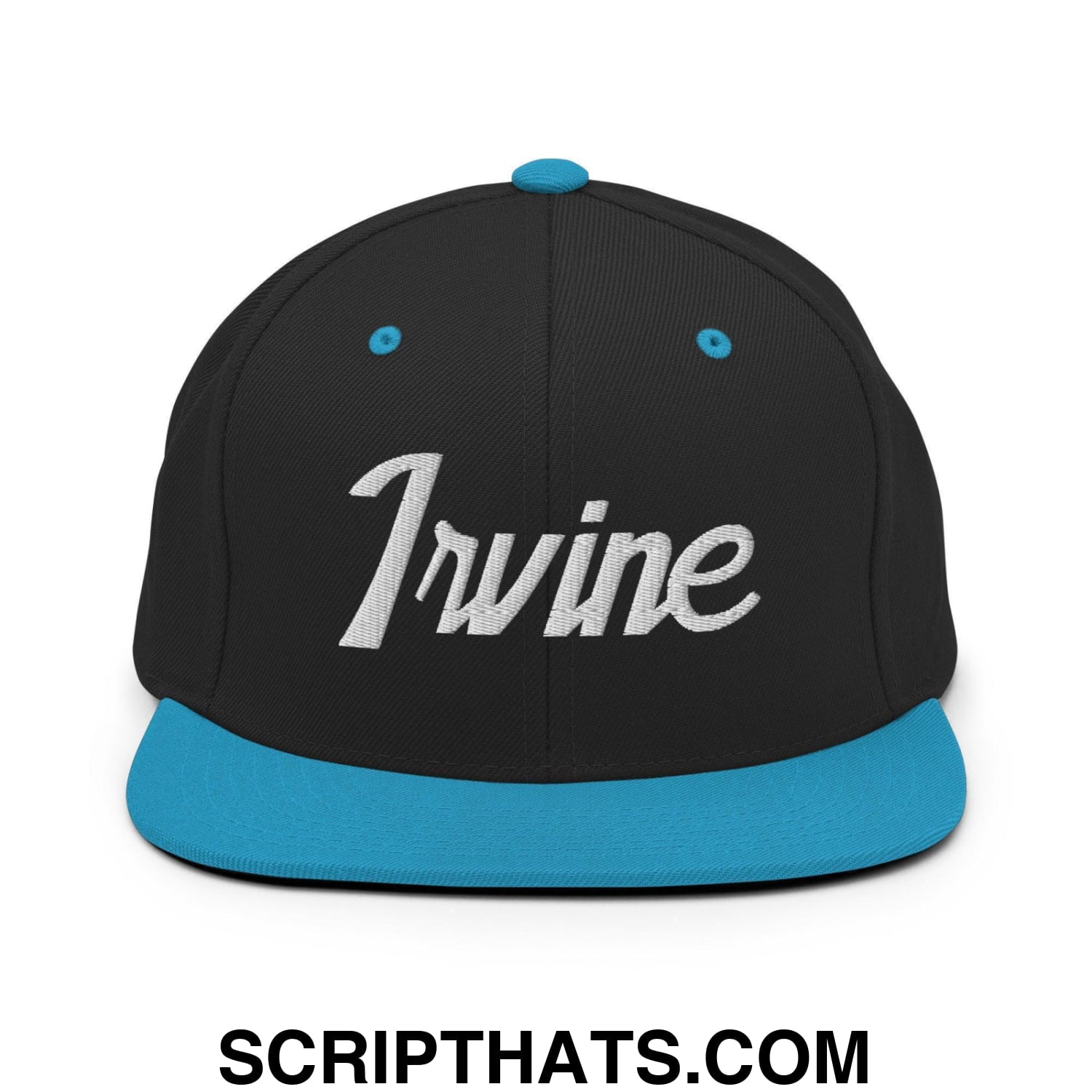 Irvine Script Snapback Hat Black Teal