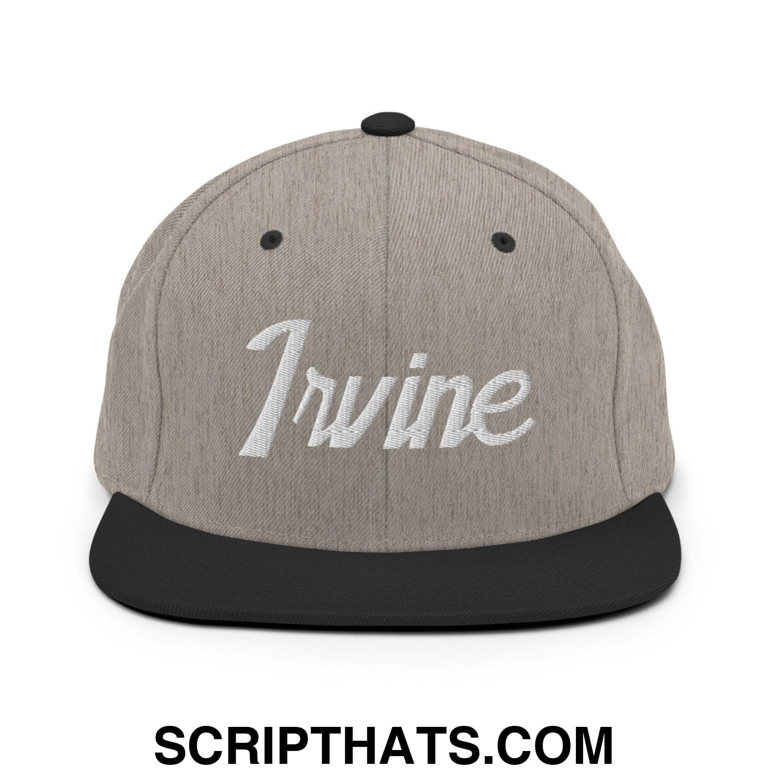 Irvine Script Snapback Hat Heather Black