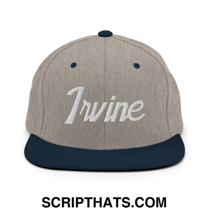 Irvine Script Snapback Hat Heather Grey Navy