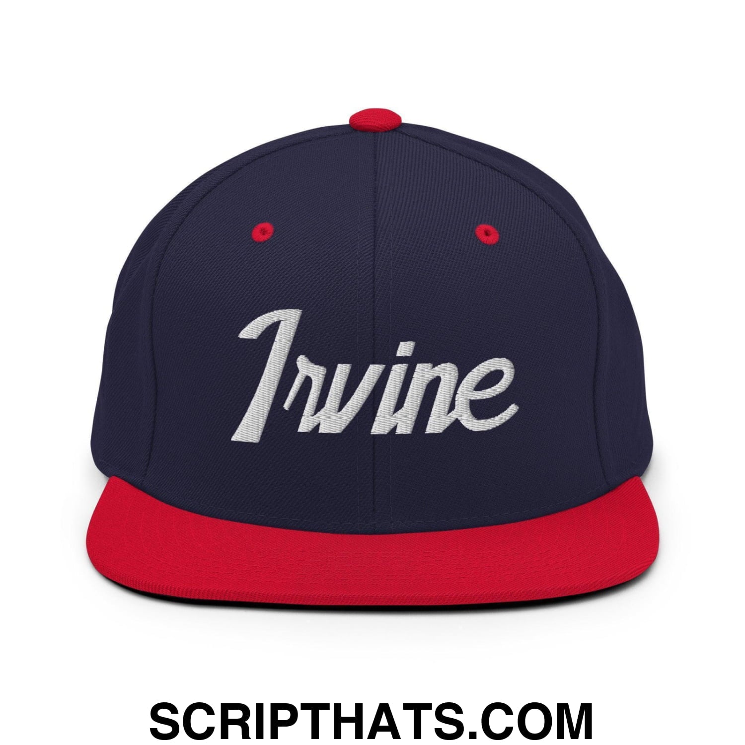 Irvine Script Snapback Hat Navy Red