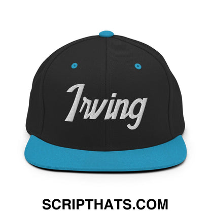 Irving Script Snapback Hat Black Teal