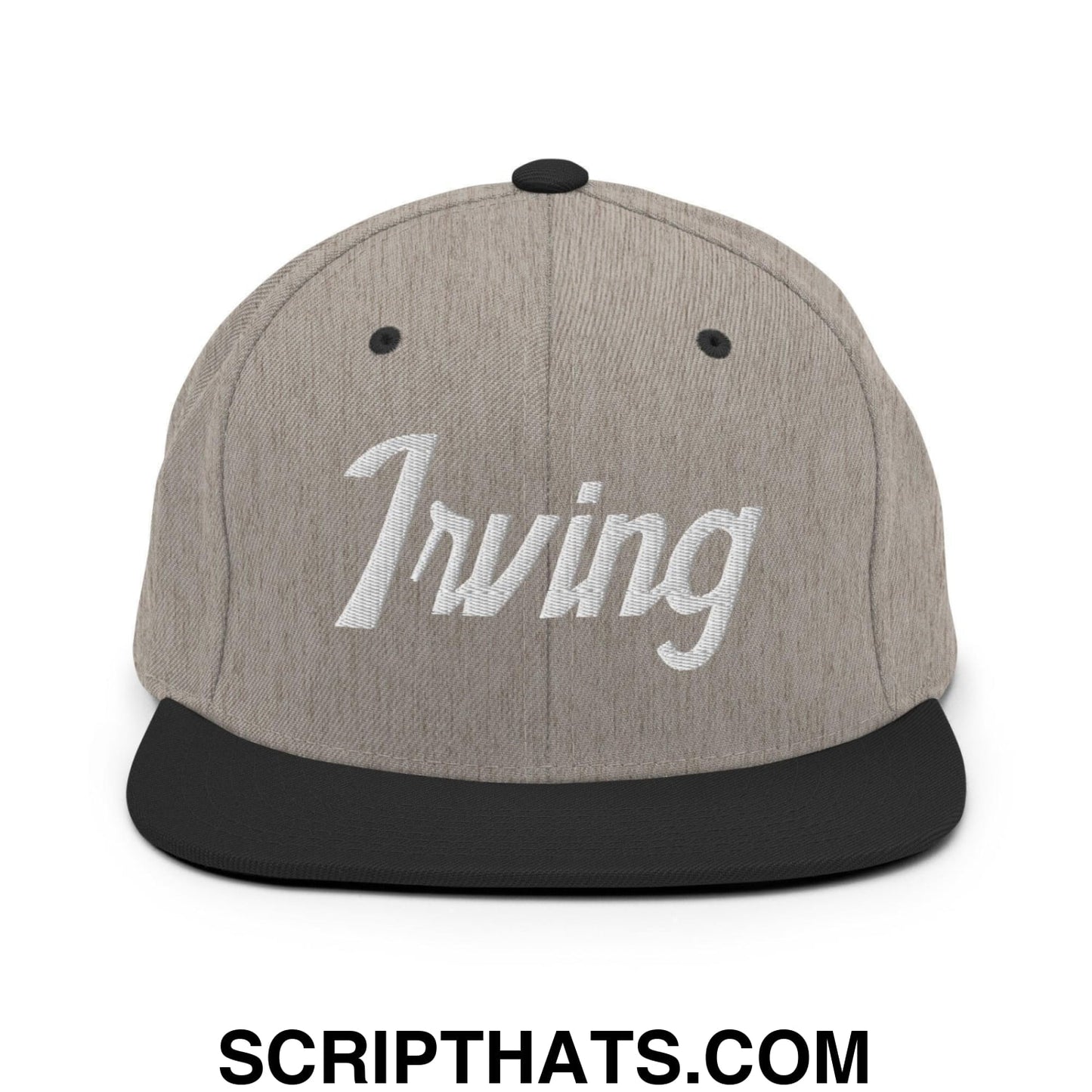 Irving Script Snapback Hat Heather Black