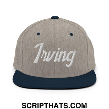 Irving Script Snapback Hat Heather Grey Navy