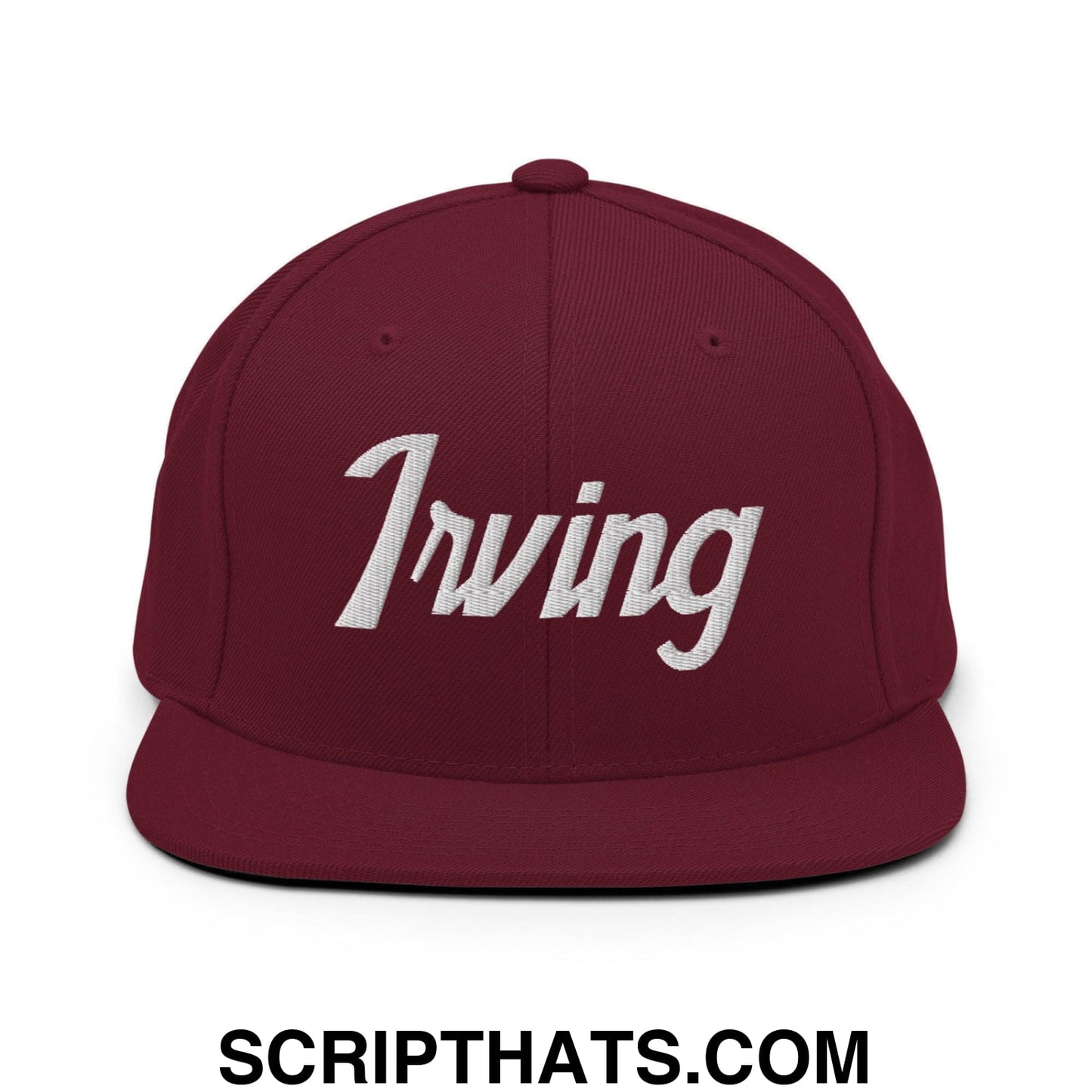 Irving Script Snapback Hat Maroon
