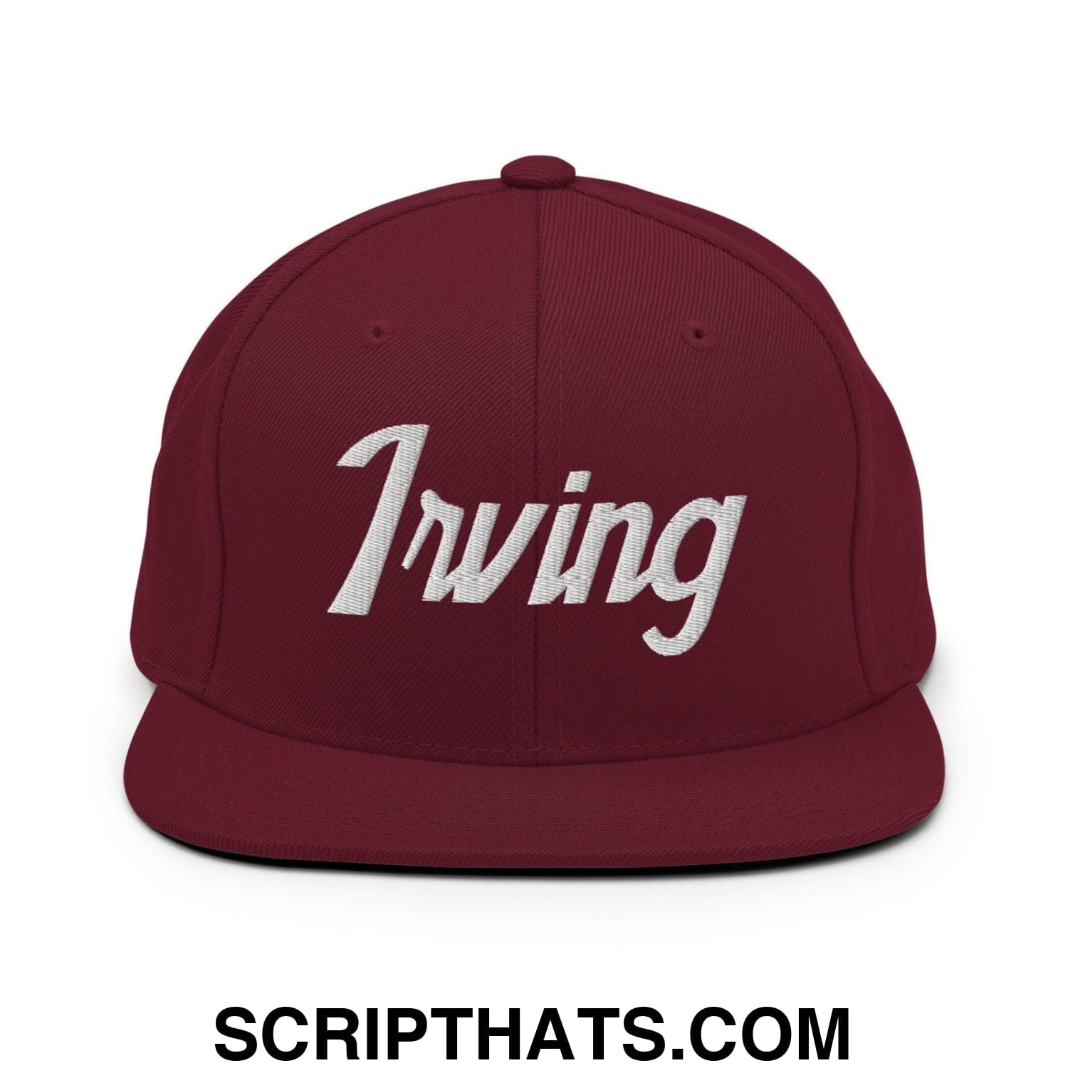 Irving Script Snapback Hat Maroon