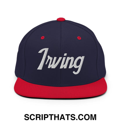 Irving Script Snapback Hat Navy Red