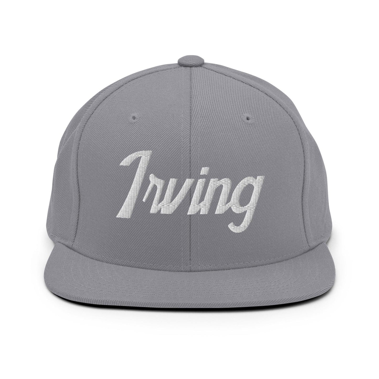Irving Script Snapback Hat Silver