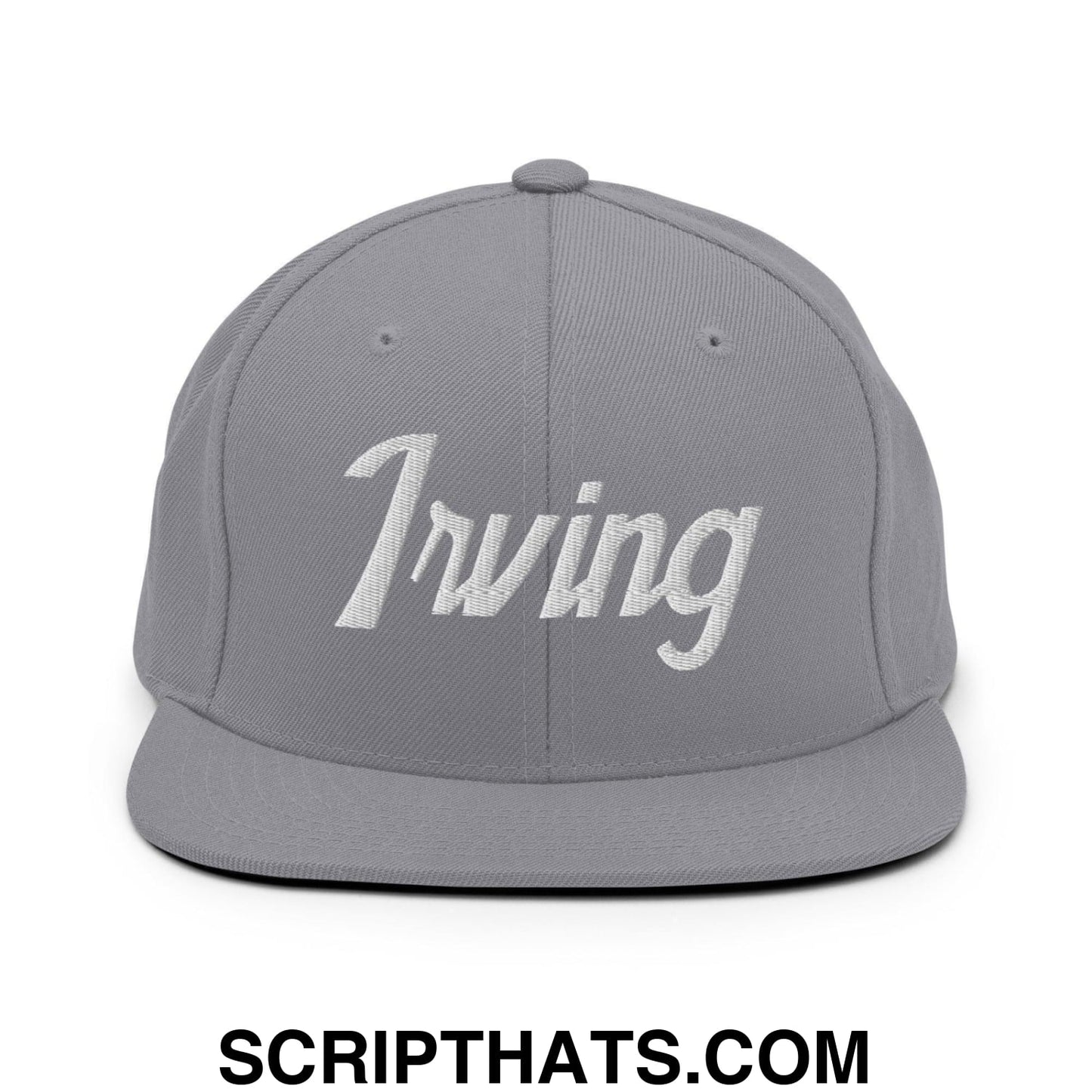 Irving Script Snapback Hat Silver