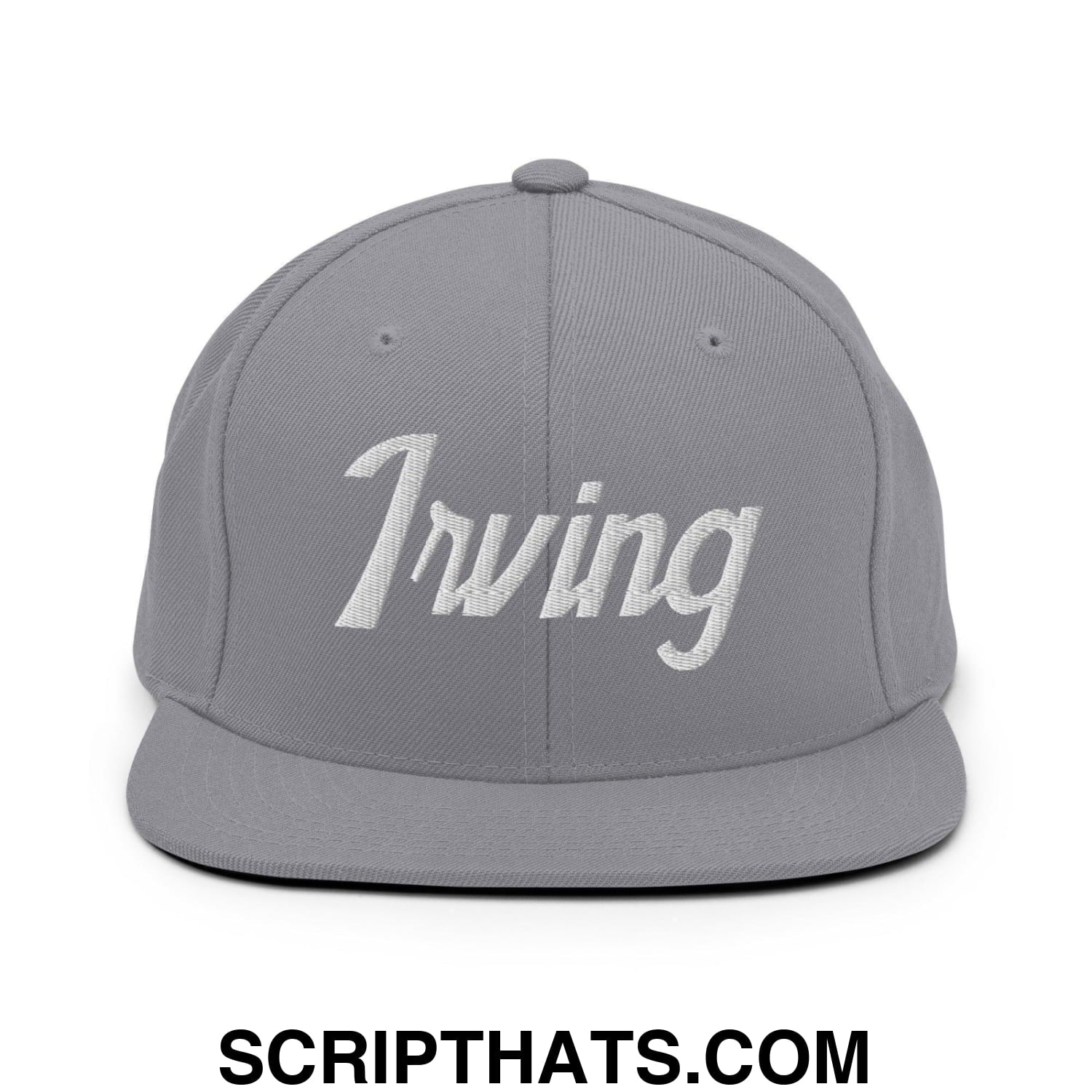 Irving Script Snapback Hat Silver